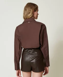 Combi-short En Popeline Et Tissu Enduit