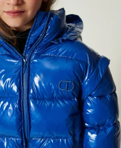 Doudoune Brillante Avec Logo Brodé