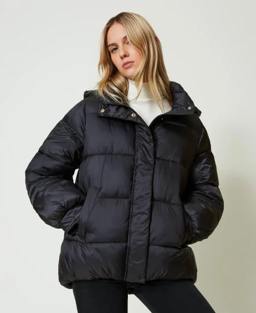 Doudoune En Nylon Jacquard Rayé