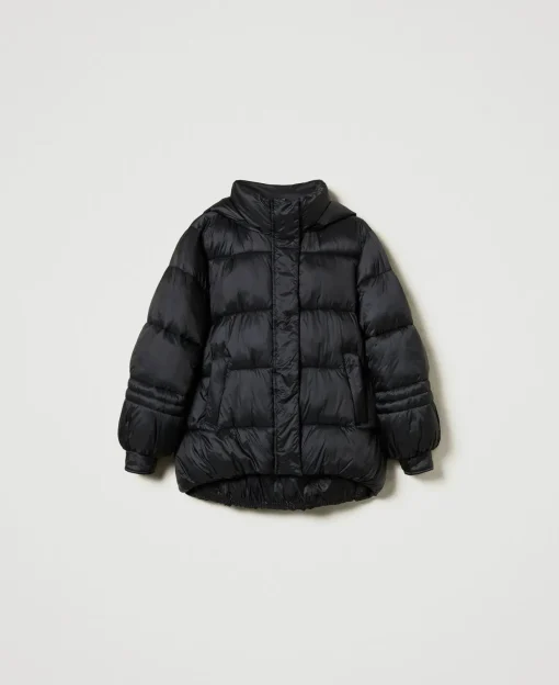Doudoune En Nylon Jacquard Rayé