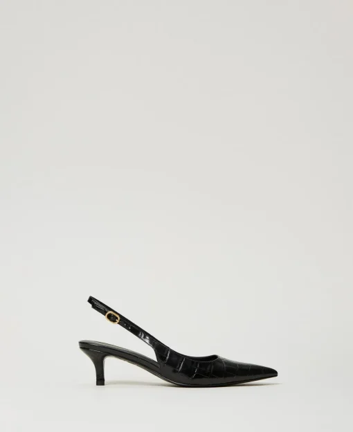 Escarpins Slingbacks Avec Imprimé Croco