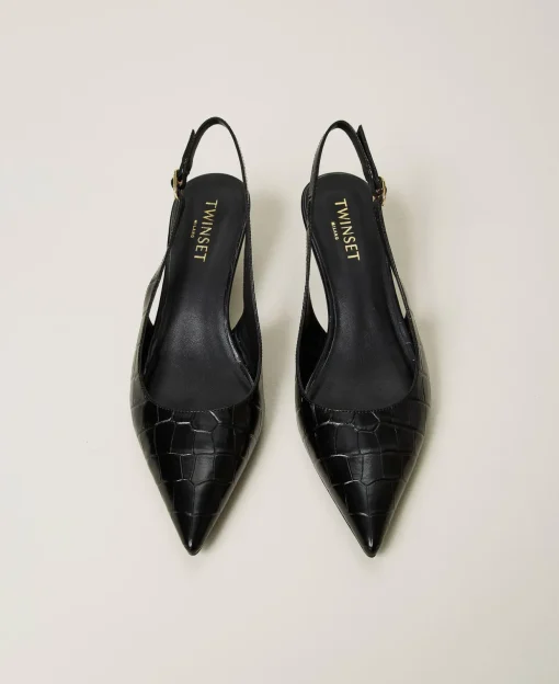 Escarpins Slingbacks Avec Imprimé Croco