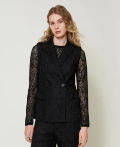 Gilet Croisé En Dentelle Macramé