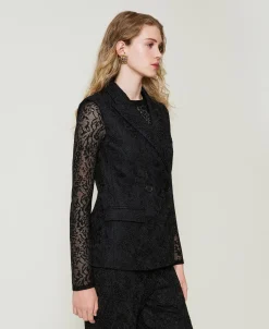 Gilet Croisé En Dentelle Macramé