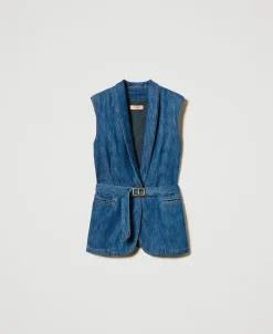 Gilet En Jean Avec Ceinture