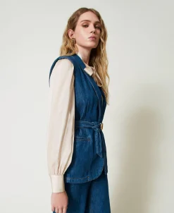 Gilet En Jean Avec Ceinture