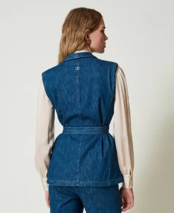 Gilet En Jean Avec Ceinture