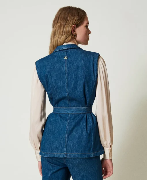 Gilet En Jean Avec Ceinture