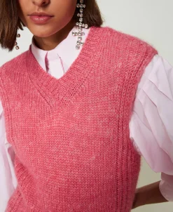 Gilet En Laine Mélangée Sans Coutures
