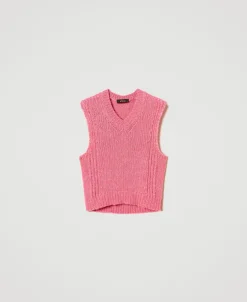 Gilet En Laine Mélangée Sans Coutures