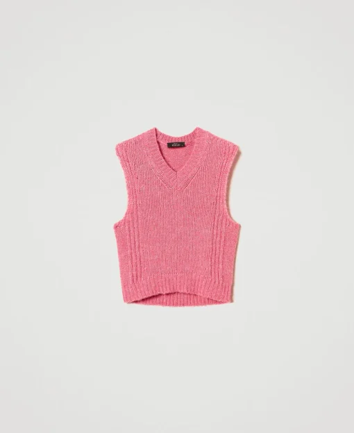Gilet En Laine Mélangée Sans Coutures