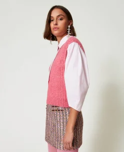 Gilet En Laine Mélangée Sans Coutures