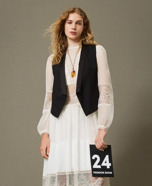 Gilet En Sergé De Laine Mélangée