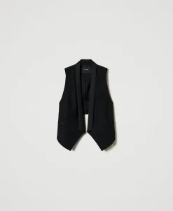 Gilet En Sergé De Laine Mélangée