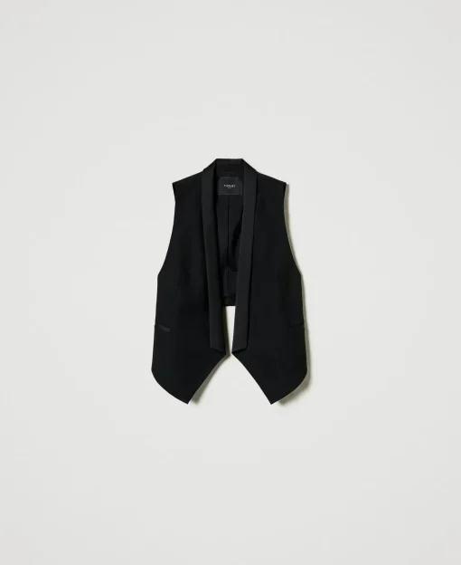 Gilet En Sergé De Laine Mélangée