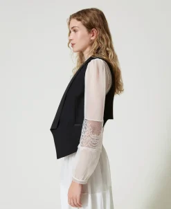 Gilet En Sergé De Laine Mélangée