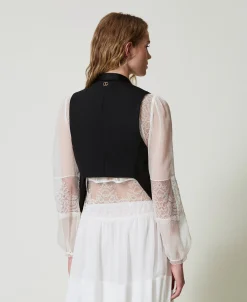 Gilet En Sergé De Laine Mélangée