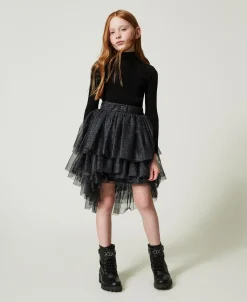 Jupe Avec Volants En Tulle Lurex