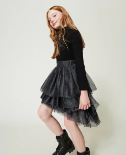 Jupe Avec Volants En Tulle Lurex