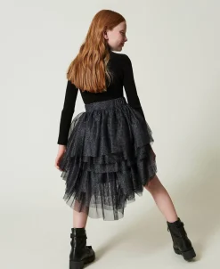 Jupe Avec Volants En Tulle Lurex