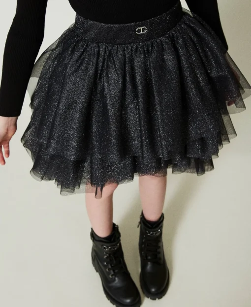 Jupe Avec Volants En Tulle Lurex