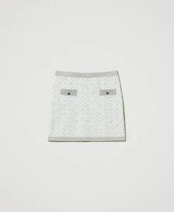 Jupe Courte En Maille Jacquard Avec Oval T