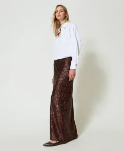 Jupe Longue Avec Sequins All-over