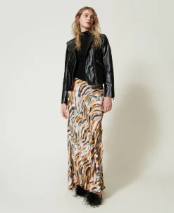 Jupe Longue En Satin Animalier
