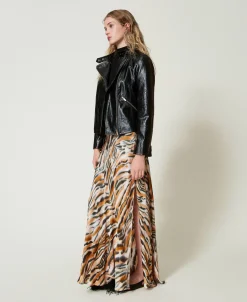 Jupe Longue En Satin Animalier
