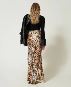 Jupe Longue En Satin Animalier