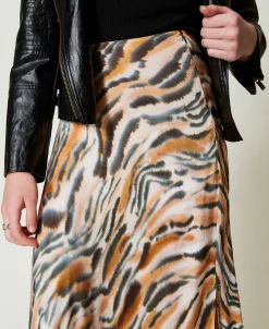 Jupe Longue En Satin Animalier