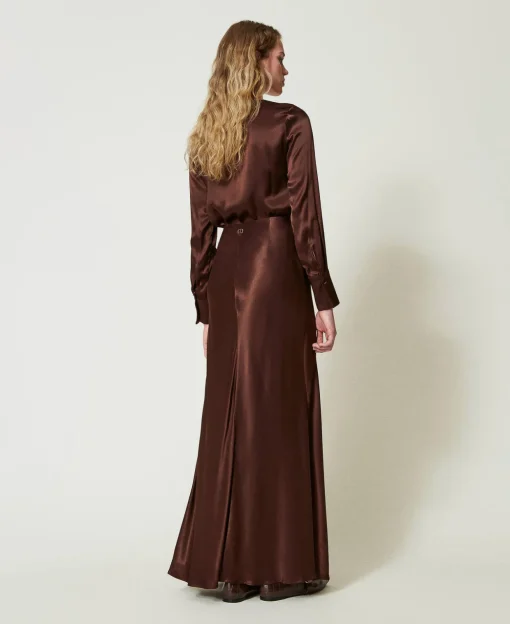 Jupe Longue En Satin Avec Drapé