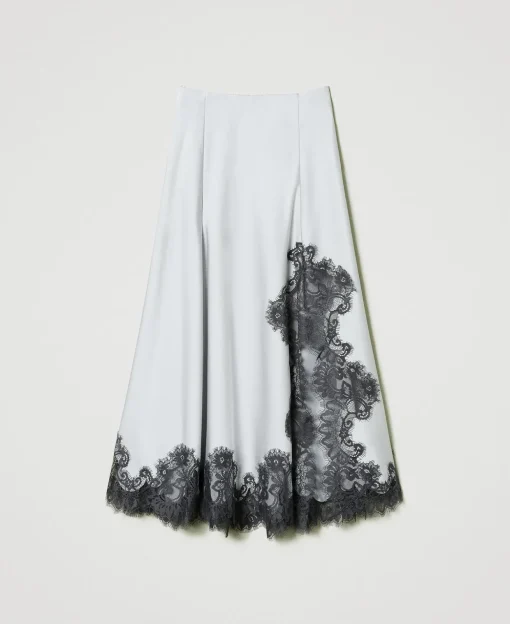 Jupe Longue En Satin Et Dentelle