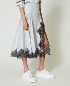 Jupe Longue En Satin Et Dentelle