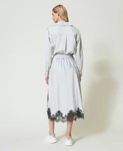 Jupe Longue En Satin Et Dentelle