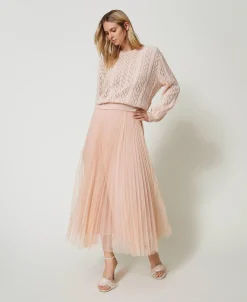 Jupe Longue En Tulle Plissé
