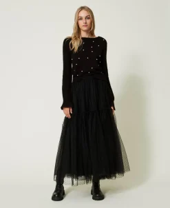 Jupe Longue En Tulle Plumetis