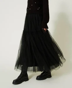 Jupe Longue En Tulle Plumetis