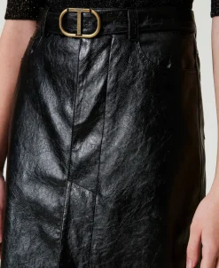 Jupe Mi-longue Effet Cuir