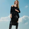 Jupe Mi-longue En Maille Avec Sequins All-over