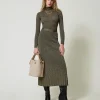 Jupe Mi-longue En Maille Avec Lurex
