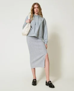 Jupe Mi-longue En Maille Mélangée De Laine Et Lurex