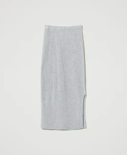 Jupe Mi-longue En Maille Mélangée De Laine Et Lurex