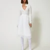 Jupe Mi-longue En Organza Avec Broderies