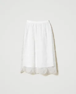 Jupe Mi-longue En Organza Avec Broderies