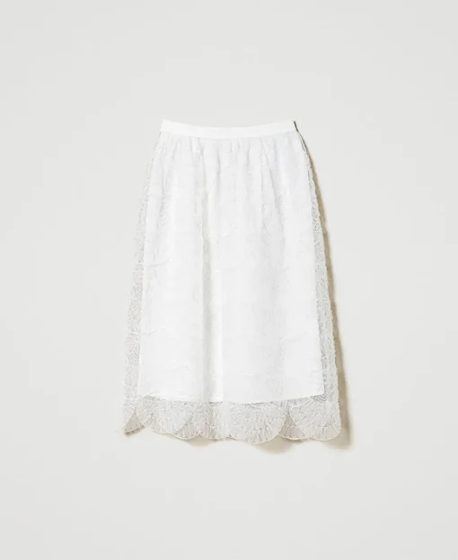 Jupe Mi-longue En Organza Avec Broderies