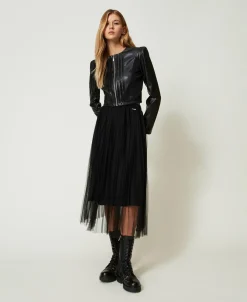 Jupe Mi-longue En Tulle Plissé