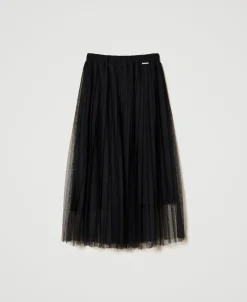 Jupe Mi-longue En Tulle Plissé