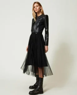 Jupe Mi-longue En Tulle Plissé