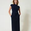 Jupe Mi-longue Rayée Avec Lurex